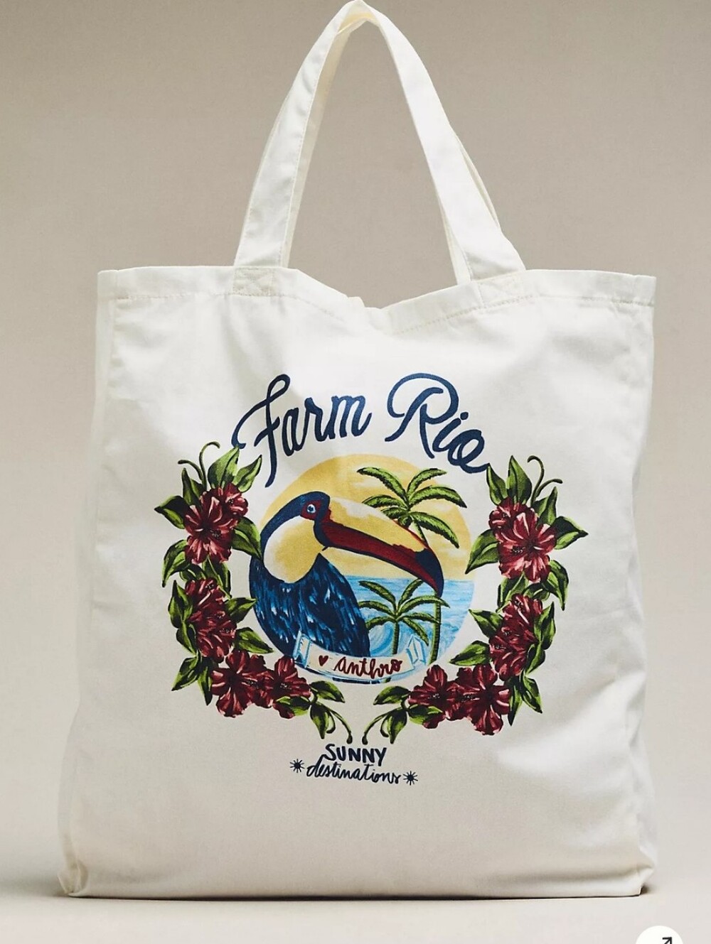 NWT Farm Rio Graphic Cotton Tote Bag